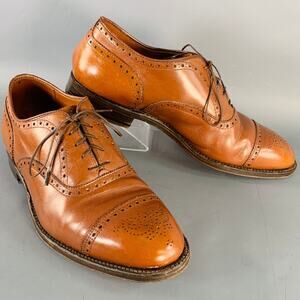 ALDEN Size 10 Tan Perforated Leather Cap Toe Lace-Up Shoes